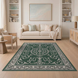 Elegant Green Persian Medallion Area Rug
