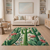 Multi-color and Patterns Southwestern Cactus Garden Area Rug