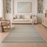 Rustic Farmhouse Beige Tonal Striped Woven Area Rug