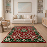Ornate Red Persian Medallion Red Area Rug