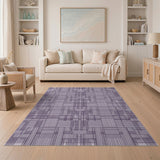 Purple Geometric Grid Abstract Area Rug