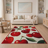 Fruit Pattern Red Vibrant Cherry Fruit Pattern Area Rug