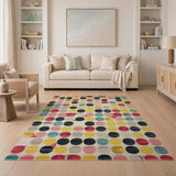 Vibrant Multi-Color Circles Geometric Area Rug