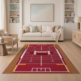 Kids Cartoon Red Football Field Area Rug