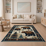 Grizzly Bears Snowy Forest Heritage Tribal Rug