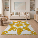 Vintage Yellow Sunflower Medallion Rug