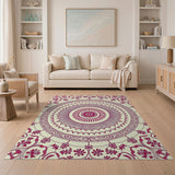 Vintage Pink Mandala Floral Area Rug