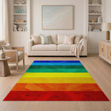 Vibrant Rainbow Stripe Geometric Rug