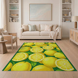 Yellow Zesty Lemon Slices Fruit Pattern Area Rug