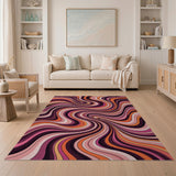 Vibrant Swirl Wave Abstract Area Rug