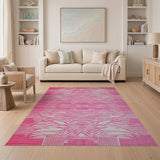 Pink Bold Pink Wavy Stripe Area Rug
