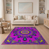 Multi-color and Patterns Vibrant Purple Peacock Mandala Area Rug