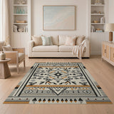 Beige Southwestern Geometric Area Rug with Terracotta Accents