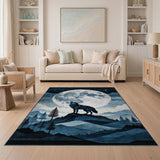 Howling Wolf Full Moon Mountain Area Rug