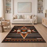 Charcoal Orange Southwestern Geometric Area Rug