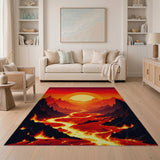 Fiery Lava River Sunset Area Rug