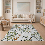 Swirling Green Floral Vintage Area Rug
