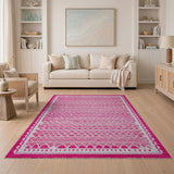 Vibrant Pink Trellis Geometric Area Rug