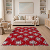 Festive Red Snowflake No. 3 Area Rug