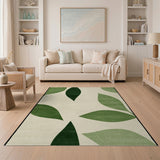 Abstract Green Leaves Area Rug