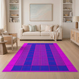 Vibrant Pink Blue Grid Geometric Area Rug