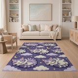Purple Sleeping Cats Clouds Dream Area Rug