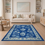 Blue Chinoiserie Porcelain Vases Hydrangea Rug