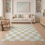 Beige Curved Arch Geometric Area Rug