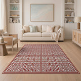 Red Floral Lattice Area Rug
