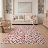 Bold Geometric Modern Bold Red Geometric Lattice Area Rug