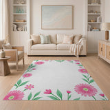 Pink Gerbera Daisy Border Area Rug