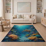 Majestic Sea Turtle Coral Reef Area Rug