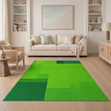 Lush Green Textured Geometric Area Rug