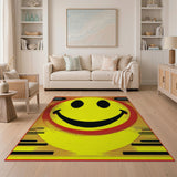Bold Yellow Smiley Face Area Rug