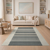 Striped Black White Geometric Area Rug