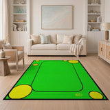 Vibrant Green Area Rug with Yellow Circles