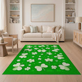 Lucky White Shamrock Green Area Rug