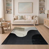 Beige Neutral Abstract Wave Area Rug