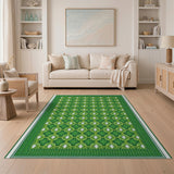 Green Emerald Green Starburst Geometric Area Rug