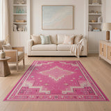 Pink Pink Starburst Southwestern Area Rug