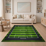 Geometric Modern Soccer Field Green Area Rug