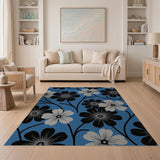 Teal Anemone Floral Area Rug