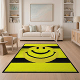 Cheerful Yellow Smiley Face Kids Cartoon Area Rug