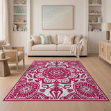 Pink Ornate Pink Floral Medallion Persian Rug