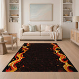 Fiery Red Flame Border Area Rug