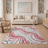 Cute Red Swirl Faces Area Rug