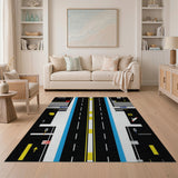 Abstract Highway Lanes Geometric Area Rug