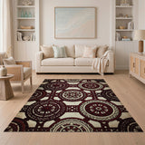 Distressed Red Geometric Medallion Area Rug