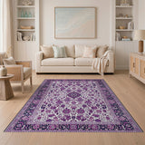 Traditional Persian Purple Elegant Purple Floral Persian Area Rug