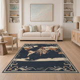 Vintage World Map Compass Area Rug